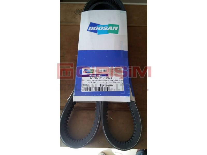 65.96801-0197 / 65.96801-0197A. BELT,V;RAW EDGE COGGED TYPE NARROW V FOR DOOSAN P222LE ENGINE (DOOSAN 65.96801-0197A 1425 